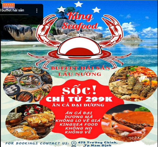 Menu tại quán buffet King Seafood mới nhất 