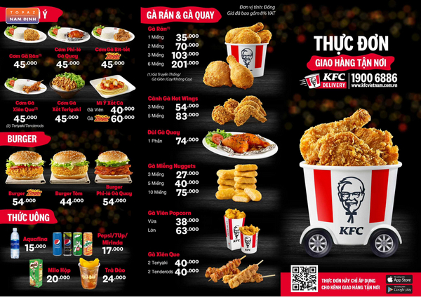 Menu KFC Nam Định mới nhất 