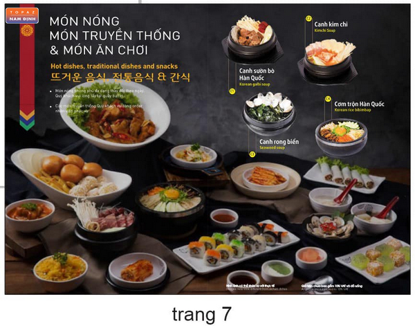 Menu các món ăn kèm truyền thống ở King BBQ Buffet Nam Định