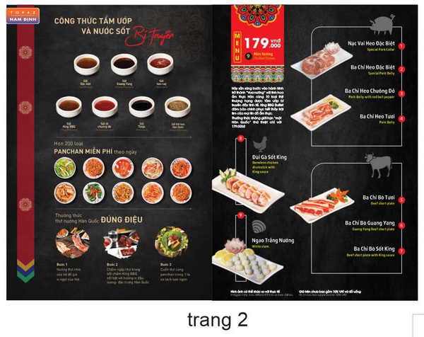 Menu nước chấm tại King BBQ Buffet Nam Định