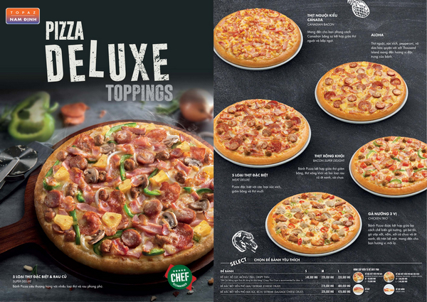 Menu đa dạng các loại pizza tại The Comany Nam Định 