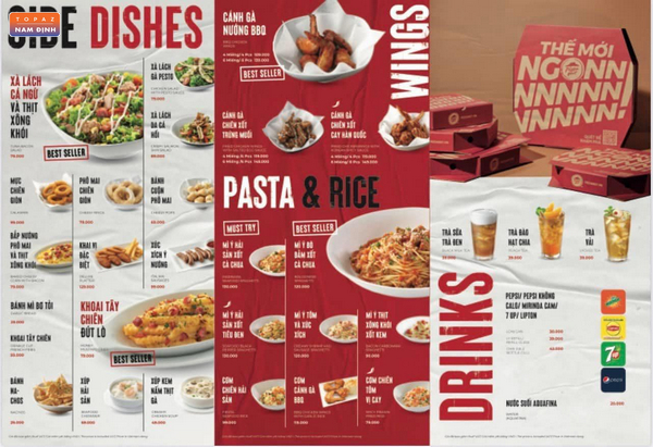 Menu các món ăn kèm tại Pizza Hut Nam Định