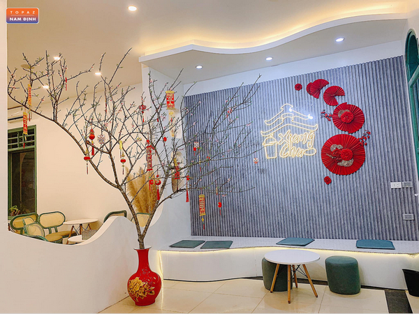 Không gian quán Xiang Cha Nam Định trang trí nhiều góc sống ảo vào dịp tết 