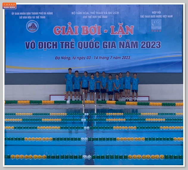 Bể bơi tại Cung Thể thao Nam Định có mái che 